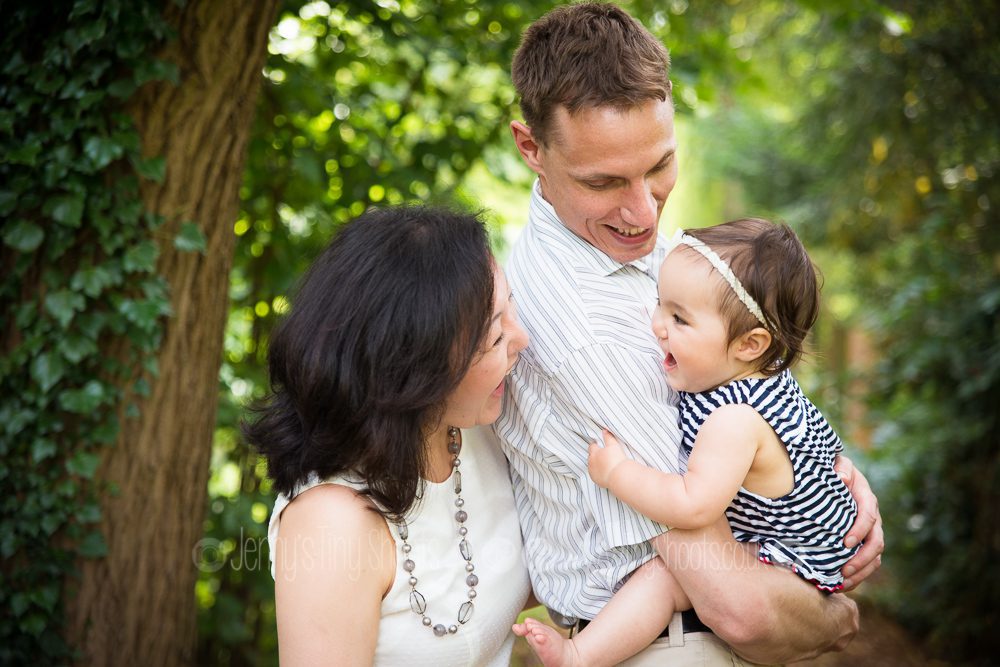 One year old having fun with family