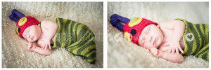 Newborn in fun caterpillar outfit