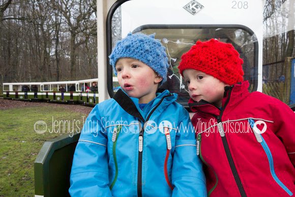 Twins on the miniature train at Ruislip lido