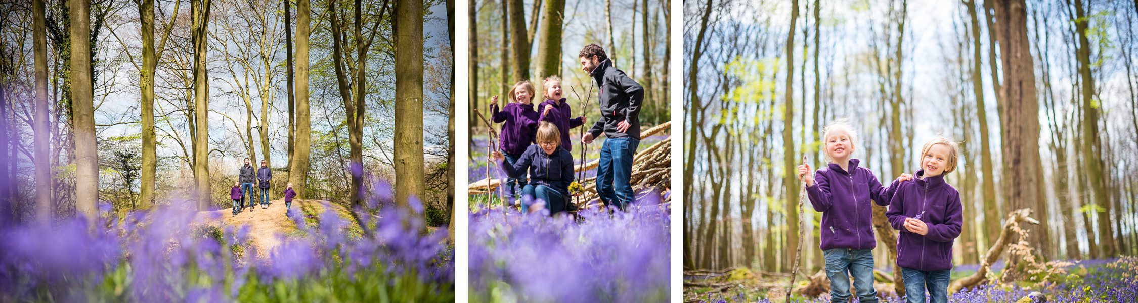 Family portraits with Bluebells in micheldever Woods