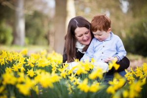 Toddler portrait daffodils