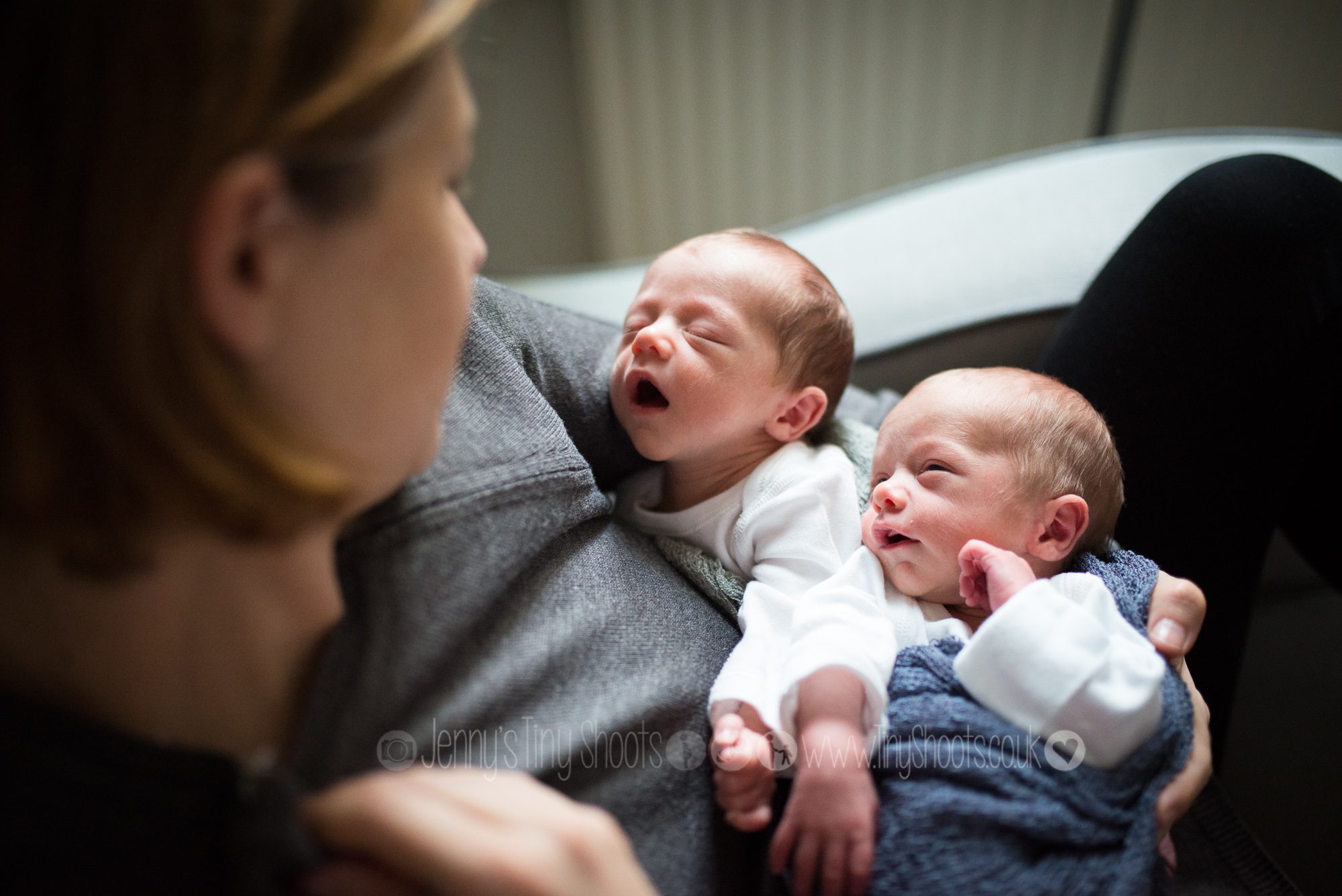Sleeping newborn twins in London