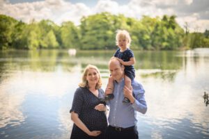 Maternity photo by a lake