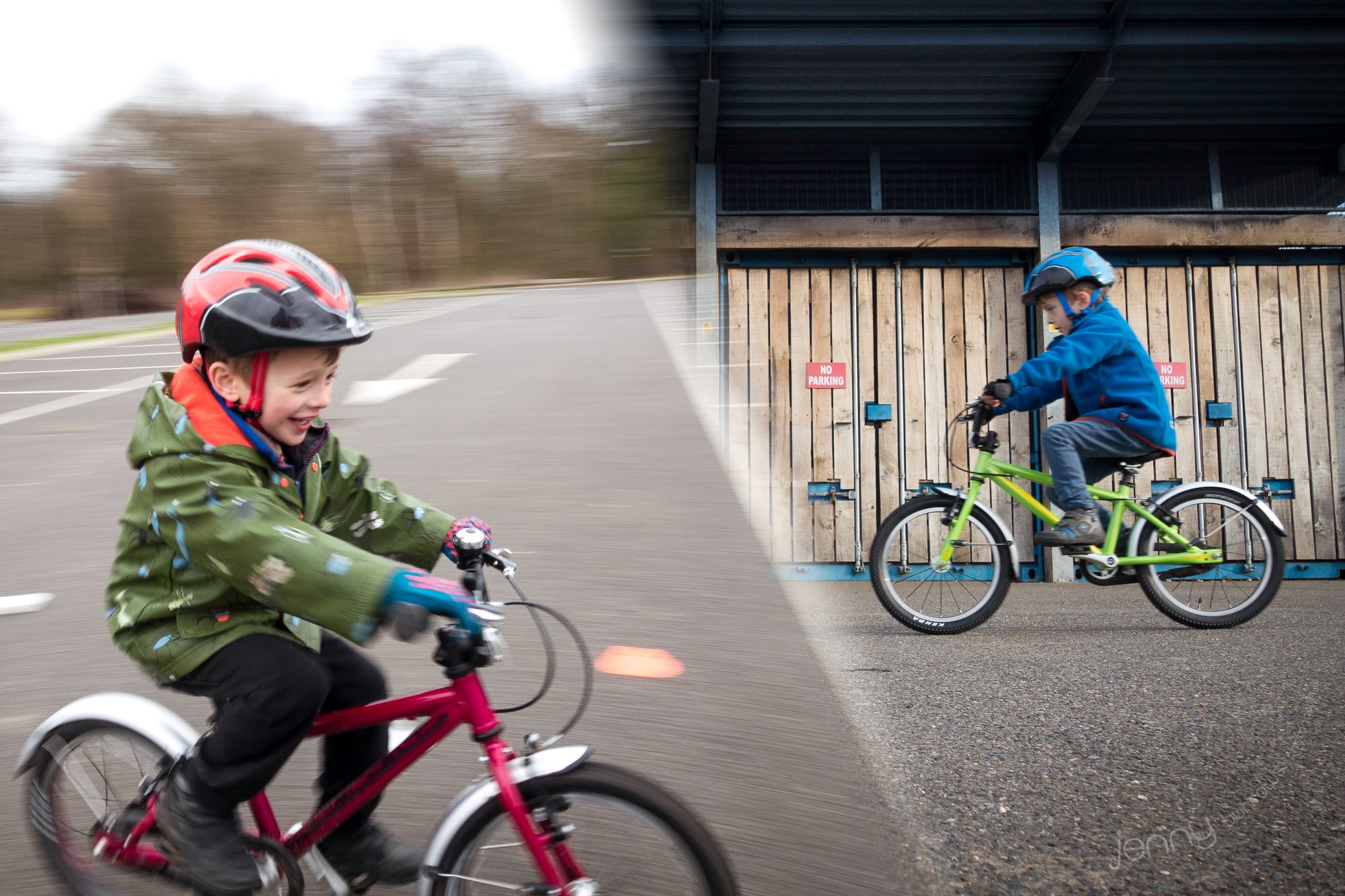 Portrait of boys cycling