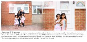 Twins girls doorstep photo