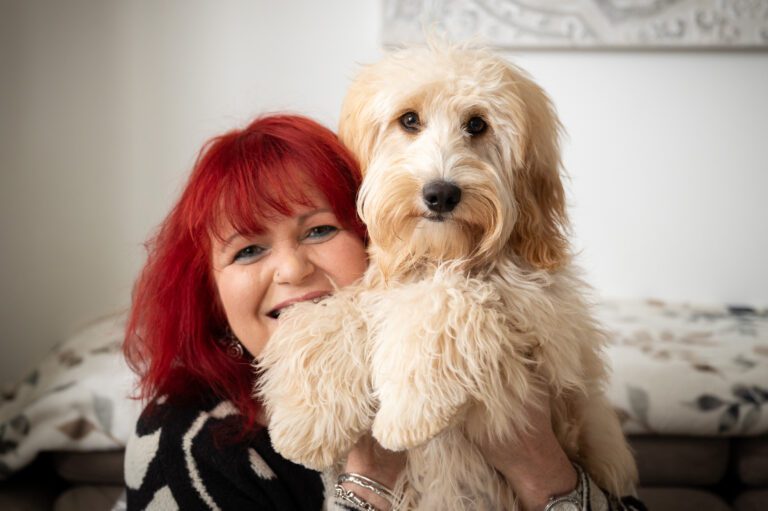 Headshot of woman and dog