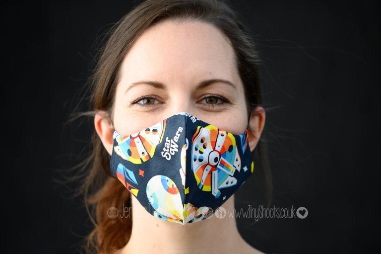 Headshot of business woman with mask