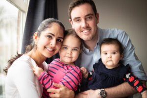 baby and child portrait with mum and dad