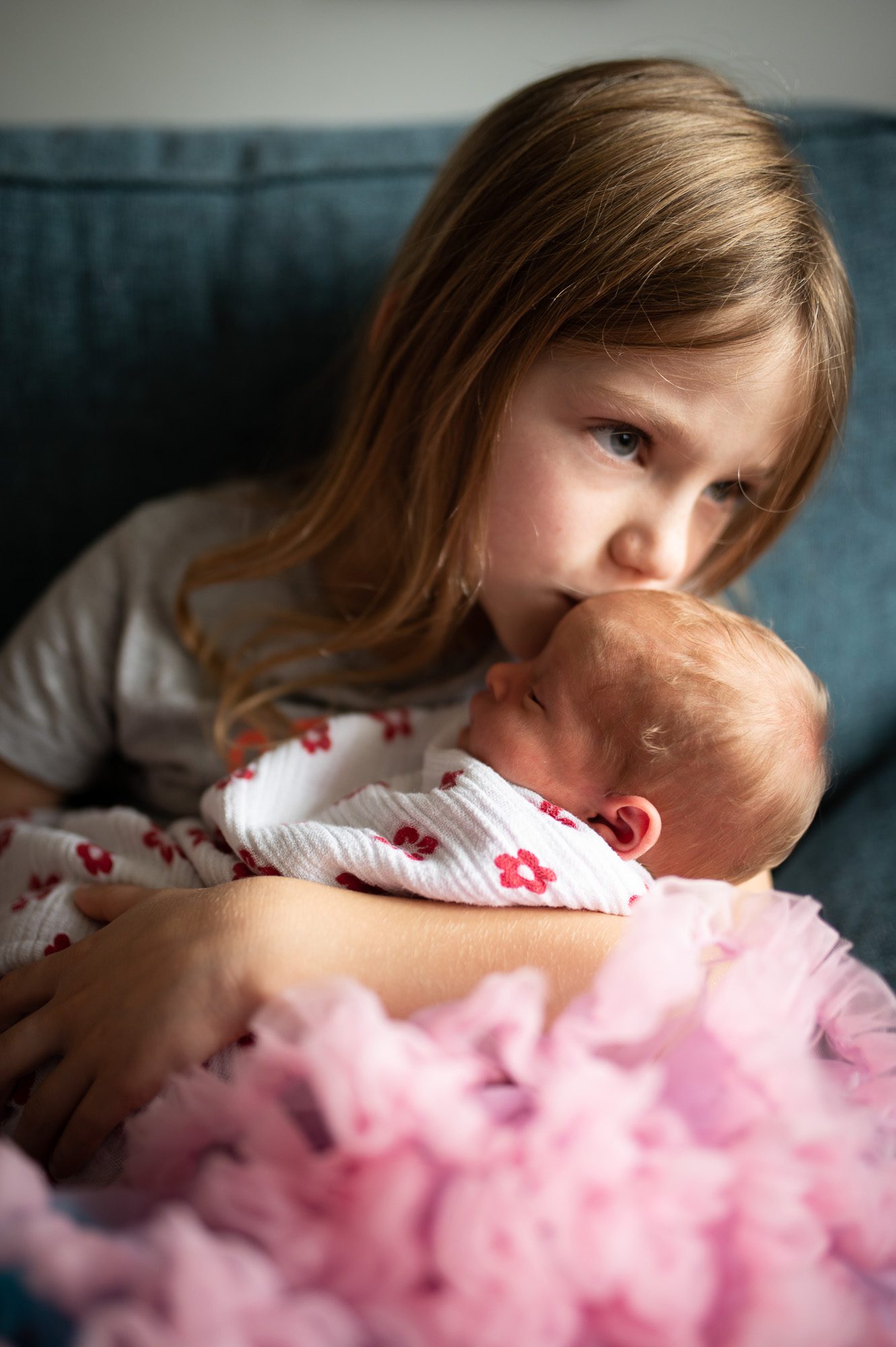 Sister with baby, photography at home