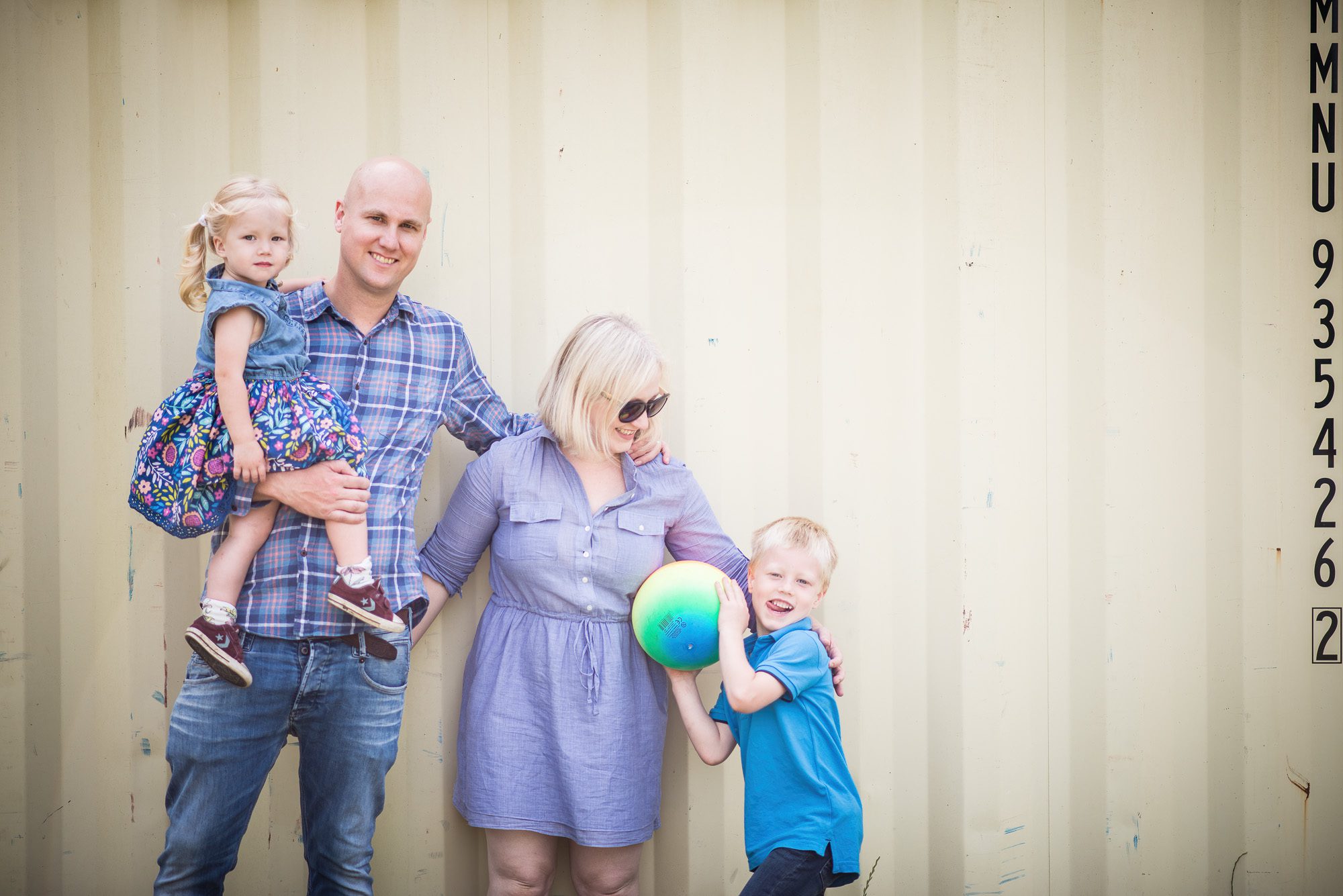 Urban family with ball