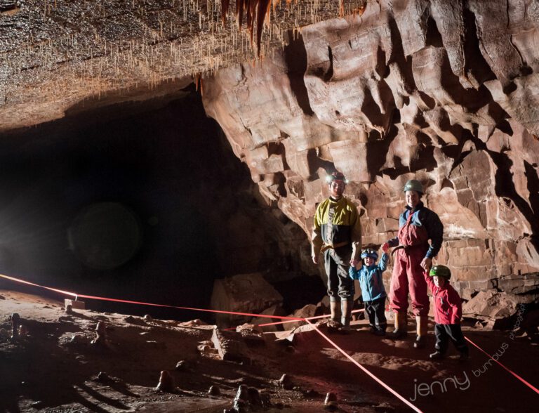 Family group cave photography