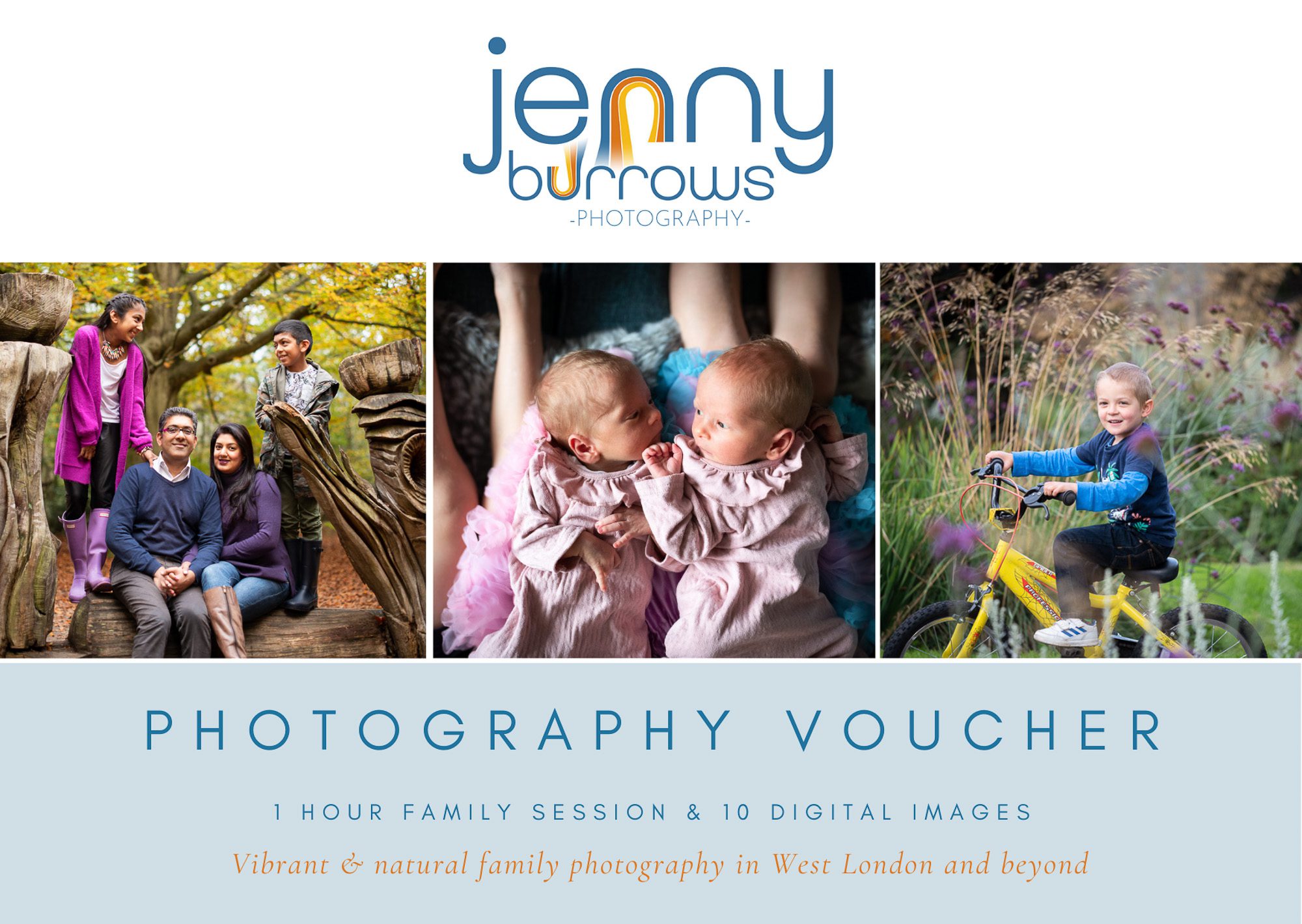 Gift voucher with family photography examples