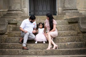 family photo at urban park