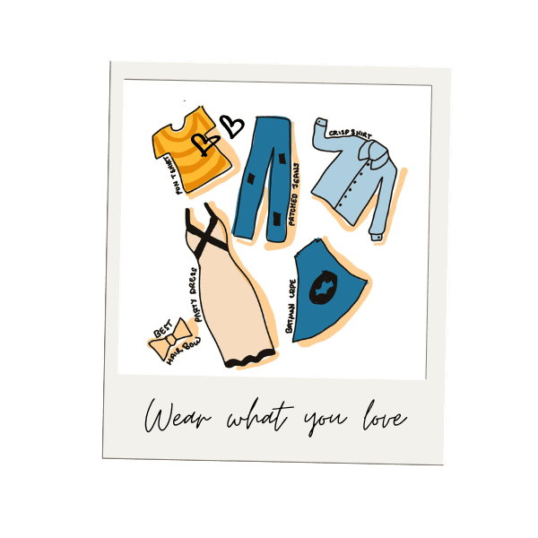 Sketch of differnt clothes - shirt, dress, batman cape!