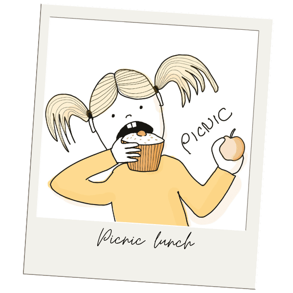 sketch of picnic girl