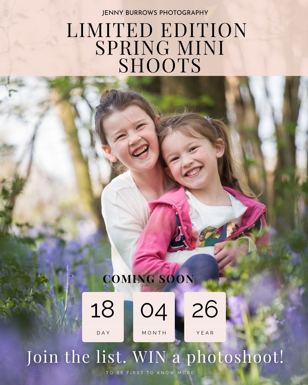 Sisters sitting in bluebell woods for portrait